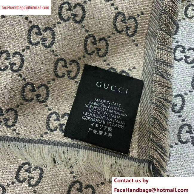 Gucci Pastel Rainbow GG Jacquard Shawl Scarf 558274 130x130cm Gray 2020