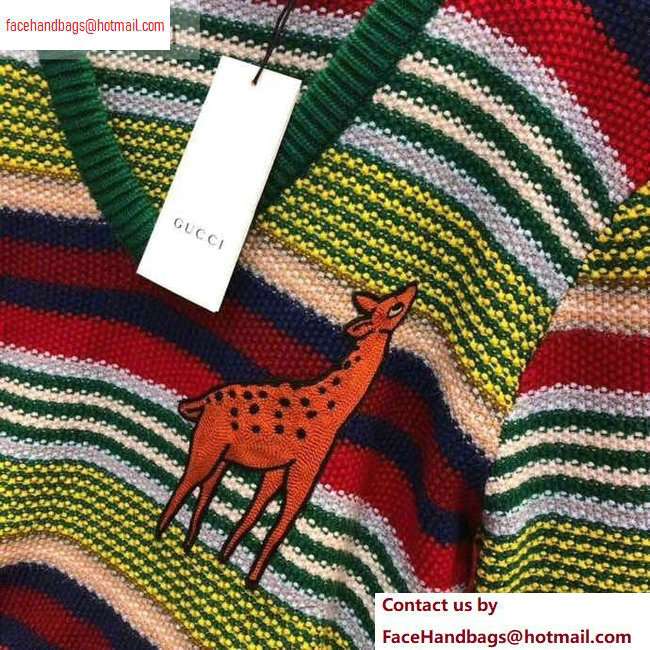 Gucci Stripe and Deer Sweater Green 2020