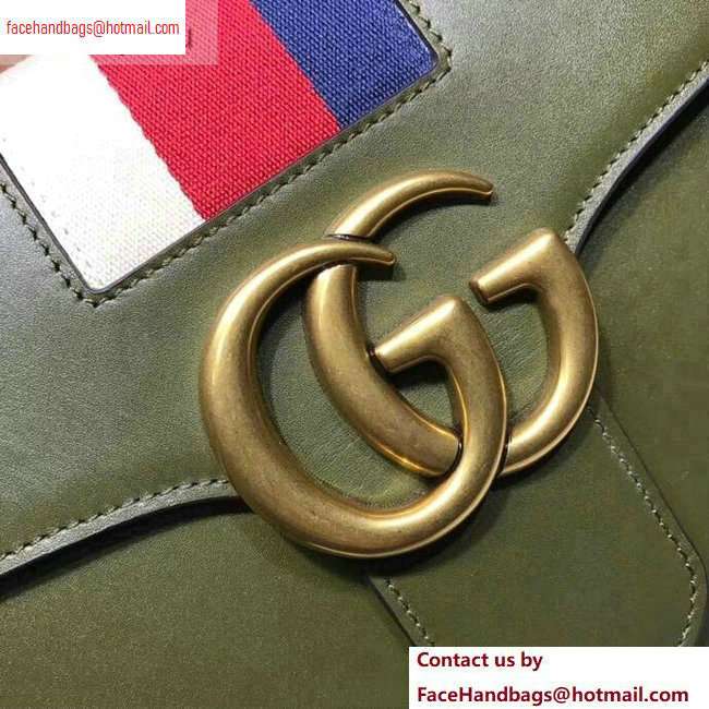 Gucci Web GG Marmont Leather Shoulder Bag 476468 Army Green