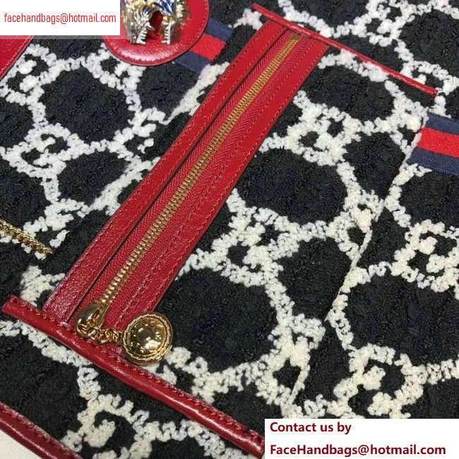 Gucci Web Rajah GG Tweed Large Tote Bag 537219 Black/White 2020 - Click Image to Close