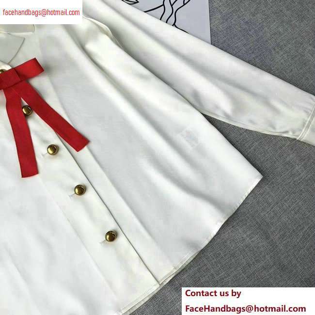 Gucci White Shirt with Red Bow 2020 - Click Image to Close