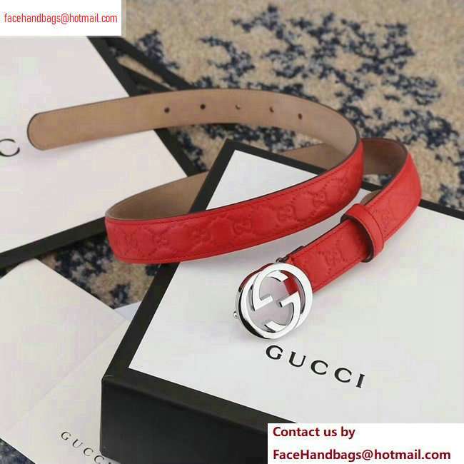 Gucci Width 2.5cm Signature Leather Belt Red with Interlocking G Buckle