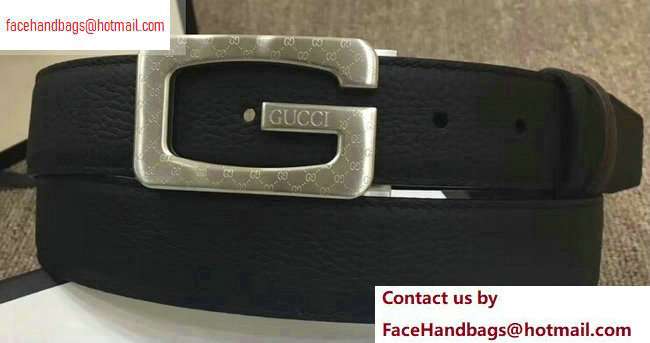 Gucci Width 3.5cm Leather Belt Black with G Buckle - Click Image to Close