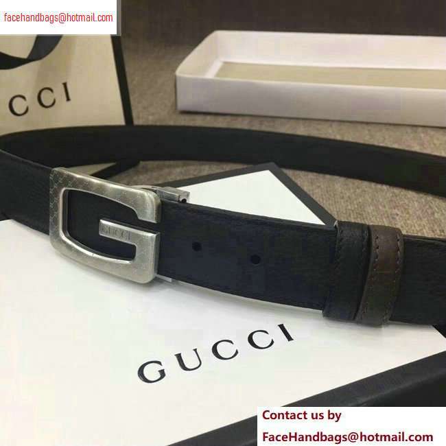 Gucci Width 3.5cm Leather Belt Black with G Buckle