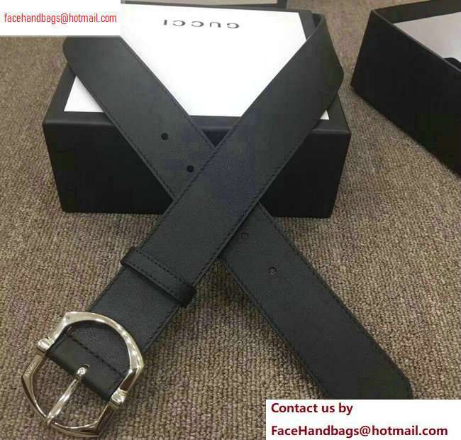 Gucci Width 4cm Leather Belt Black with Square Buckle