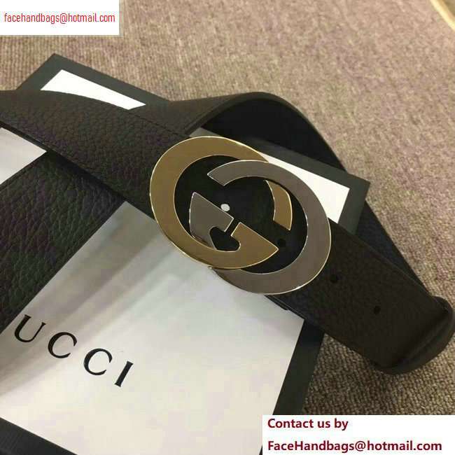 Gucci Width 4cm Leather Belt Coffee with Gold/Silver Interlocking G Buckle