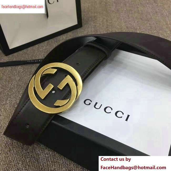 Gucci Width 4cm Leather Belt Coffee with Interlocking G Buckle