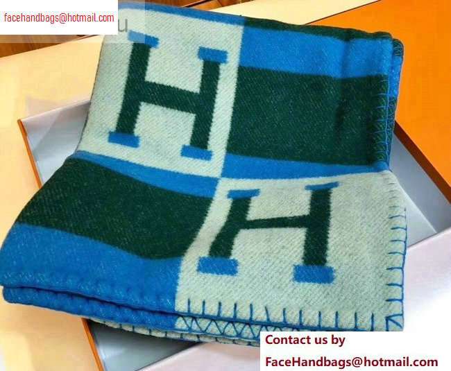 Hermes Avalon H Bayadere Throw Blanket Blue/Green - Click Image to Close