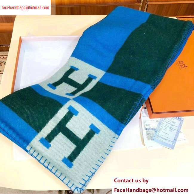 Hermes Avalon H Bayadere Throw Blanket Blue/Green - Click Image to Close
