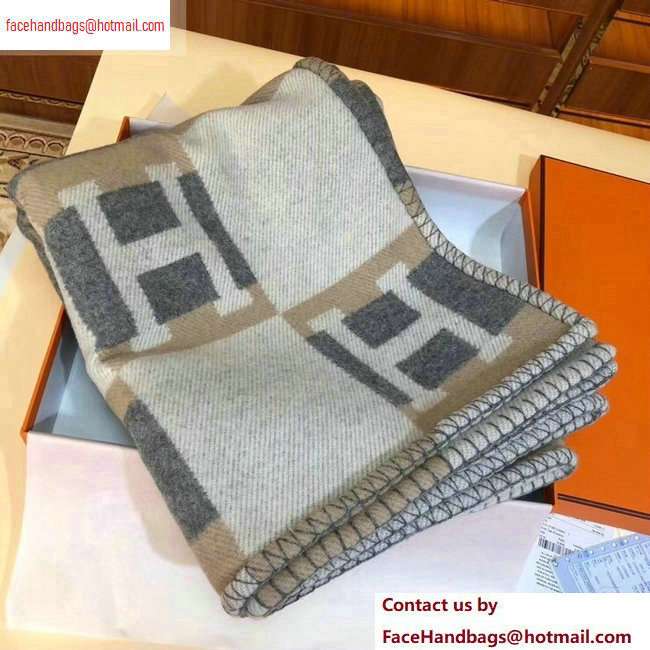 Hermes Avalon H Bayadere Throw Blanket Gray/Camel - Click Image to Close