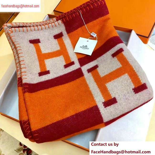 Hermes Avalon H Bayadere Throw Blanket Orange/Purple - Click Image to Close