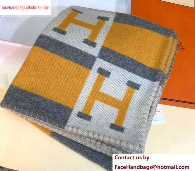 Hermes Avalon H Bayadere Throw Blanket Yellow/Gray - Click Image to Close