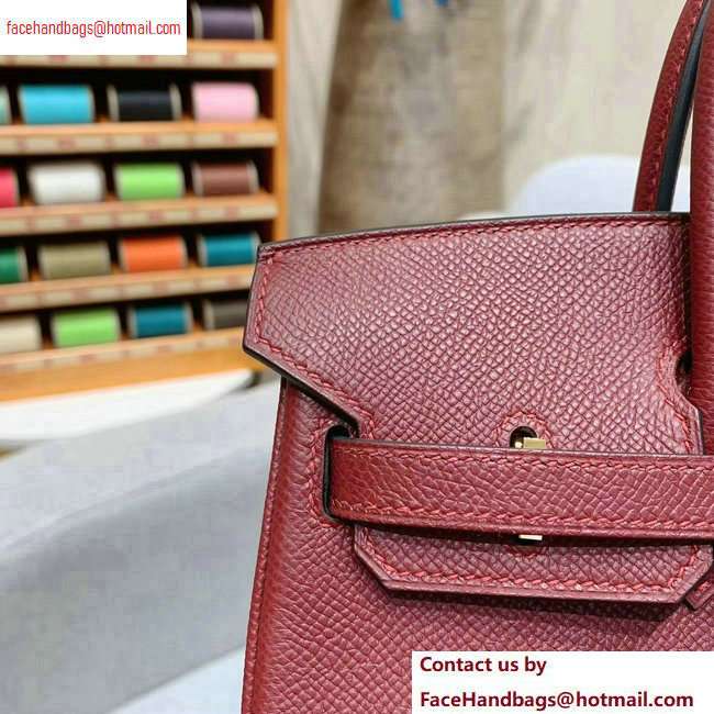 Hermes Birkin 25cm Bag in Original Epsom Leather Burgundy - Click Image to Close