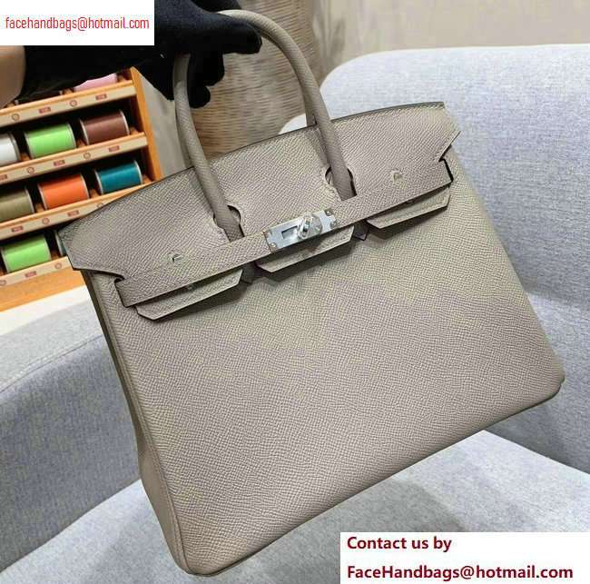Hermes Birkin 25cm Bag in Original Epsom Leather Light Gray