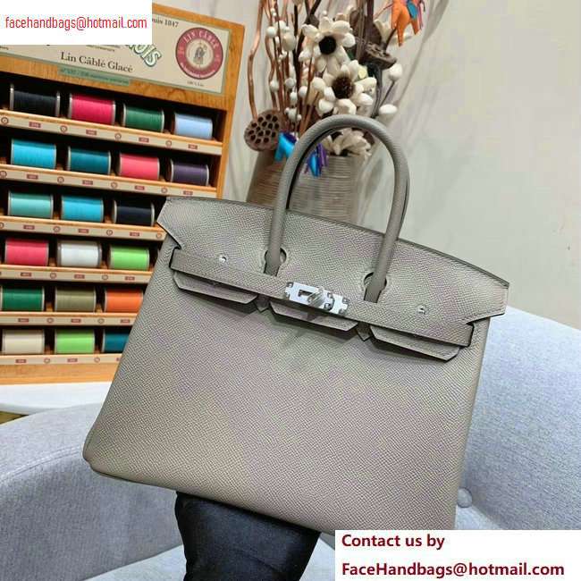 Hermes Birkin 25cm Bag in Original Epsom Leather Light Gray
