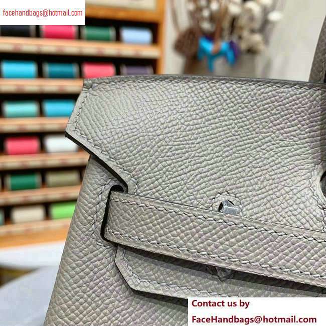 Hermes Birkin 25cm Bag in Original Epsom Leather Light Gray - Click Image to Close