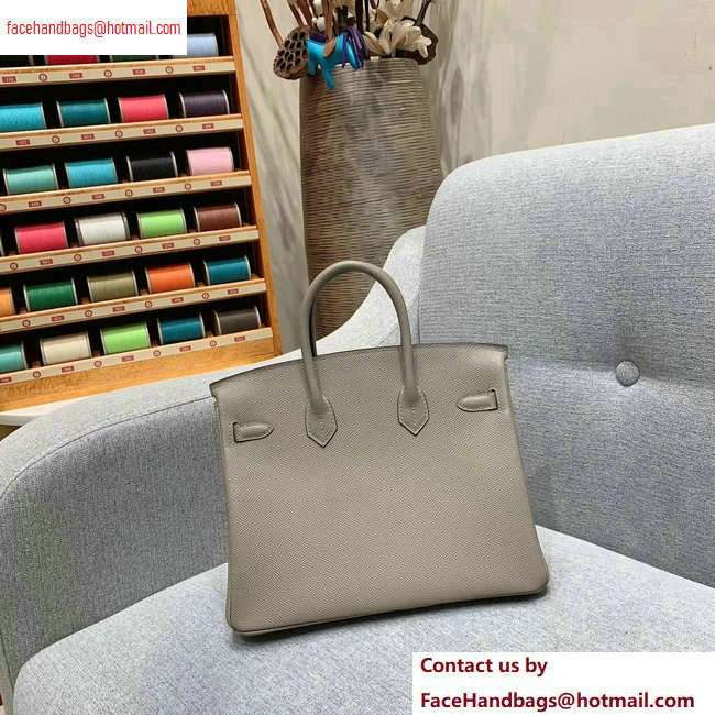 Hermes Birkin 25cm Bag in Original Epsom Leather Light Gray - Click Image to Close