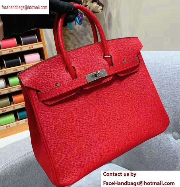 Hermes Birkin 25cm Bag in Original Epsom Leather Red - Click Image to Close
