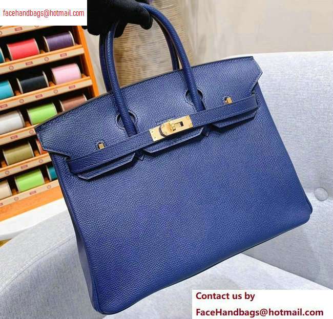 Hermes Birkin 25cm Bag in Original Epsom Leather Royal Blue - Click Image to Close