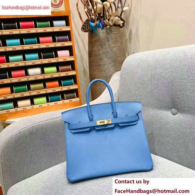 Hermes Birkin 25cm Bag in Original Epsom Leather Sky Blue