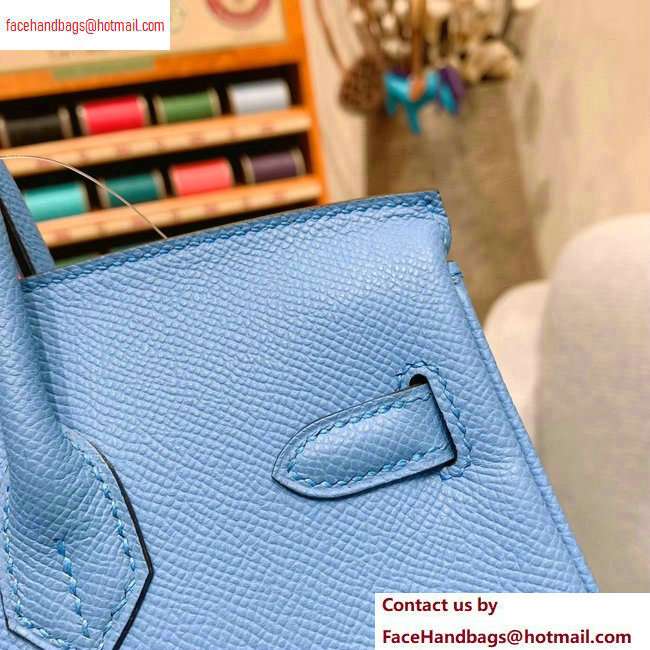 Hermes Birkin 25cm Bag in Original Epsom Leather Sky Blue - Click Image to Close