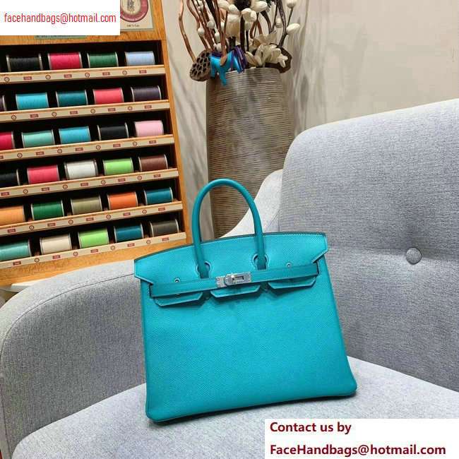 Hermes Birkin 25cm Bag in Original Epsom Leather Turquoise - Click Image to Close