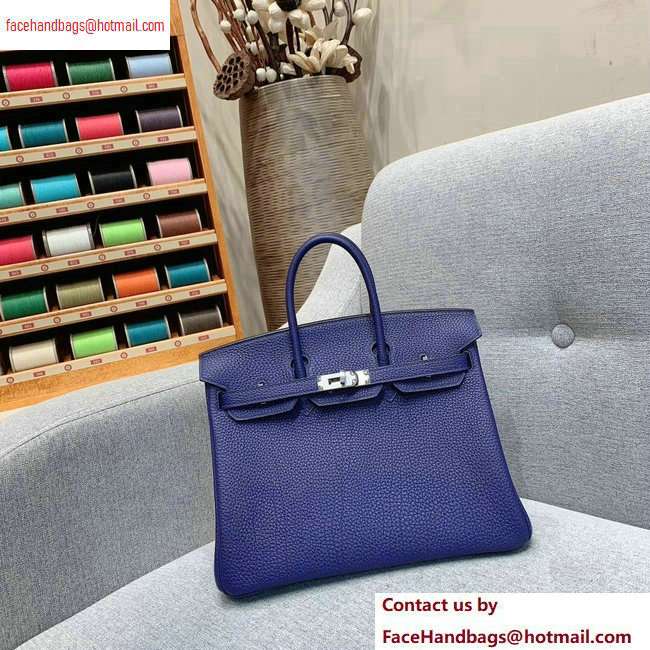 Hermes Birkin 25cm Bag in Original Togo Leather Blue