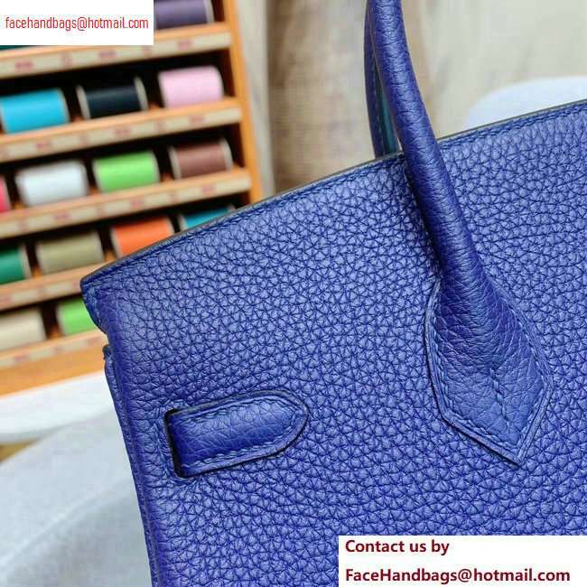 Hermes Birkin 25cm Bag in Original Togo Leather Blue - Click Image to Close