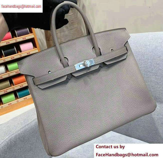 Hermes Birkin 25cm Bag in Original Togo Leather Light Gray
