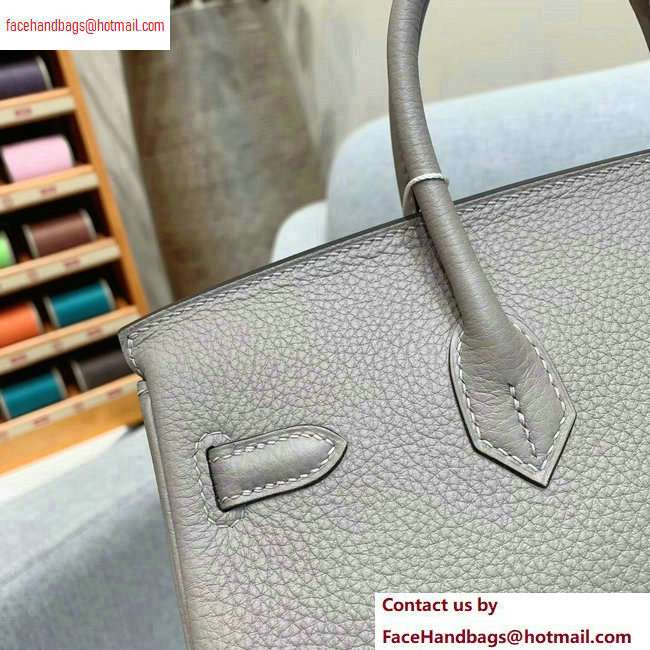 Hermes Birkin 25cm Bag in Original Togo Leather Light Gray - Click Image to Close