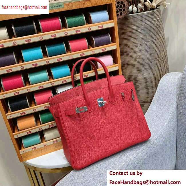 Hermes Birkin 25cm Bag in Original Togo Leather Red - Click Image to Close