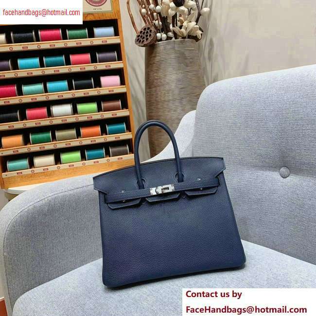 Hermes Birkin 25cm Bag in Original Togo Leather Royal Blue