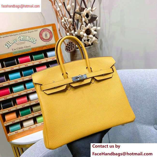 Hermes Birkin 25cm Bag in Original Togo Leather Yellow - Click Image to Close
