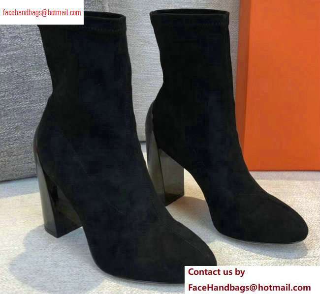 Hermes Heel 10cm Suede Ankle Boots Black 2020