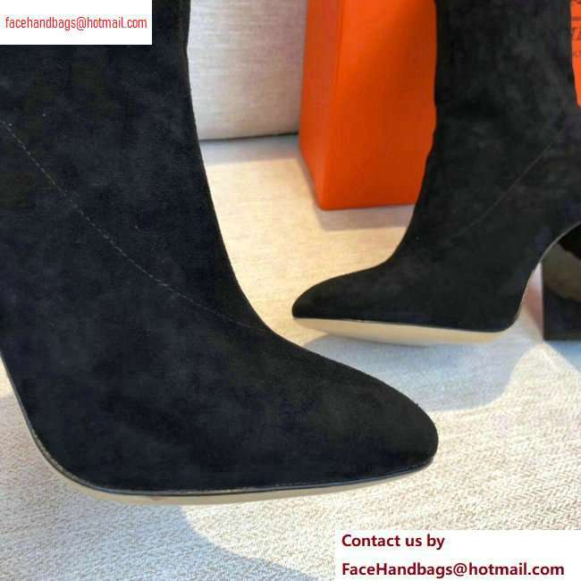 Hermes Heel 10cm Suede Ankle Boots Black 2020 - Click Image to Close