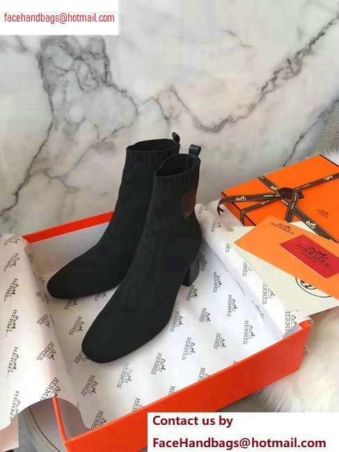Hermes Heel 6cm Knit Volver 60 Ankle Boots Black 2020