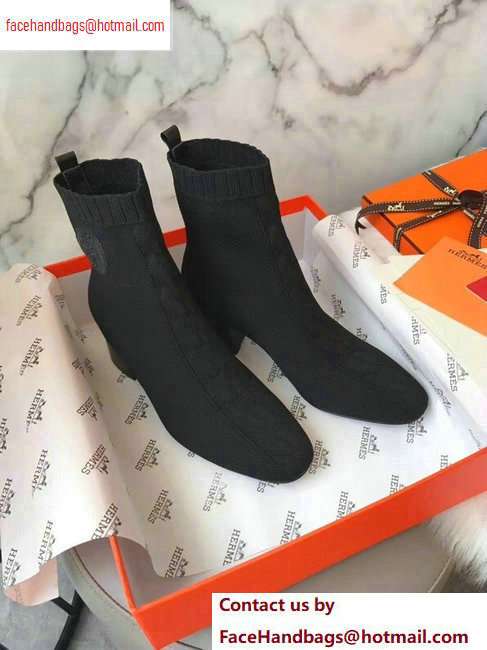 Hermes Heel 6cm Knit Volver 60 Ankle Boots Black 2020 - Click Image to Close