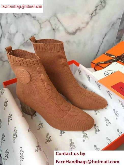 Hermes Heel 6cm Knit Volver 60 Ankle Boots Khaki 2020