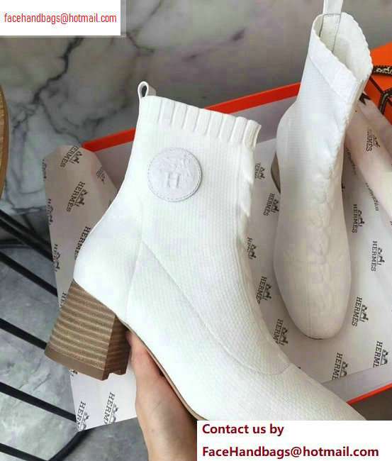 Hermes Heel 6cm Knit Volver 60 Ankle Boots White 2020