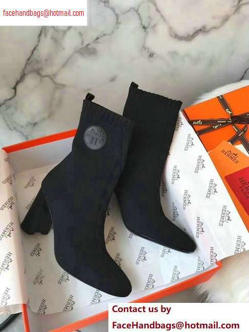 Hermes Heel 9cm Knit Volver 90 Ankle Boots Black 2020 - Click Image to Close