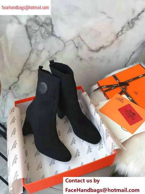 Hermes Heel 9cm Knit Volver 90 Ankle Boots Black 2020
