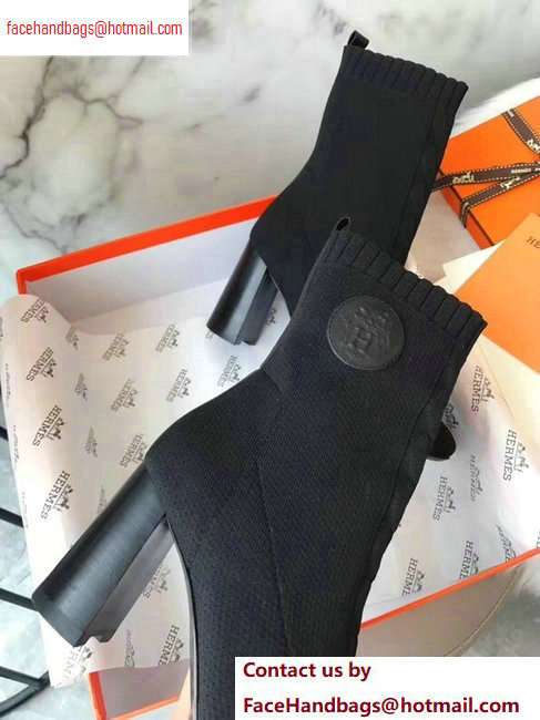 Hermes Heel 9cm Knit Volver 90 Ankle Boots Black 2020