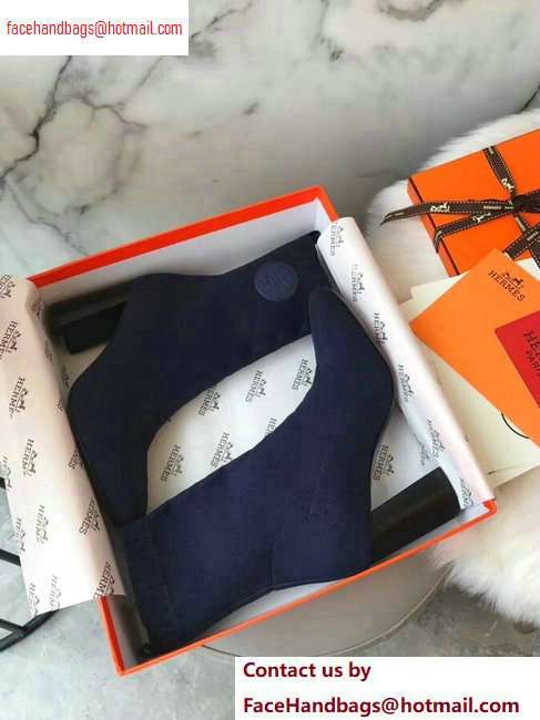 Hermes Heel 9cm Knit Volver 90 Ankle Boots Blue 2020 - Click Image to Close
