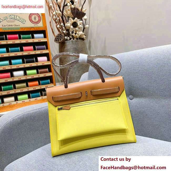 Hermes Herbag Zip 31 Bag in Original Quality Khaki/Yellow - Click Image to Close