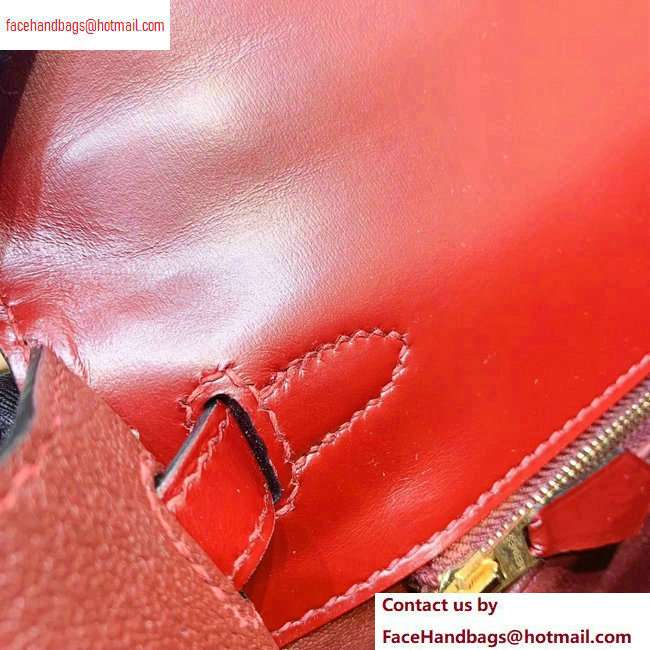 Hermes Kelly 25cm Bag in Original Box Leather Handmade Dark Red - Click Image to Close