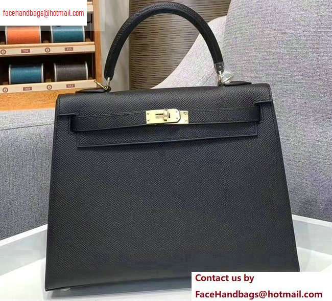 Hermes Kelly 25cm Bag in Original Epsom Leather Black - Click Image to Close