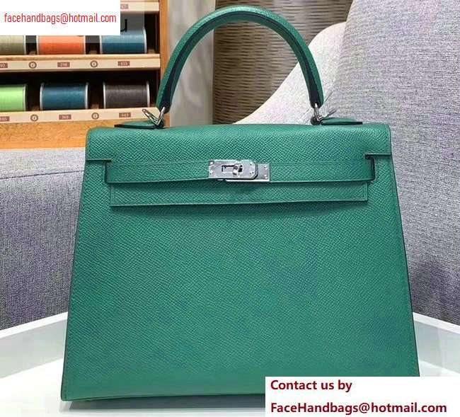 Hermes Kelly 25cm Bag in Original Epsom Leather Green