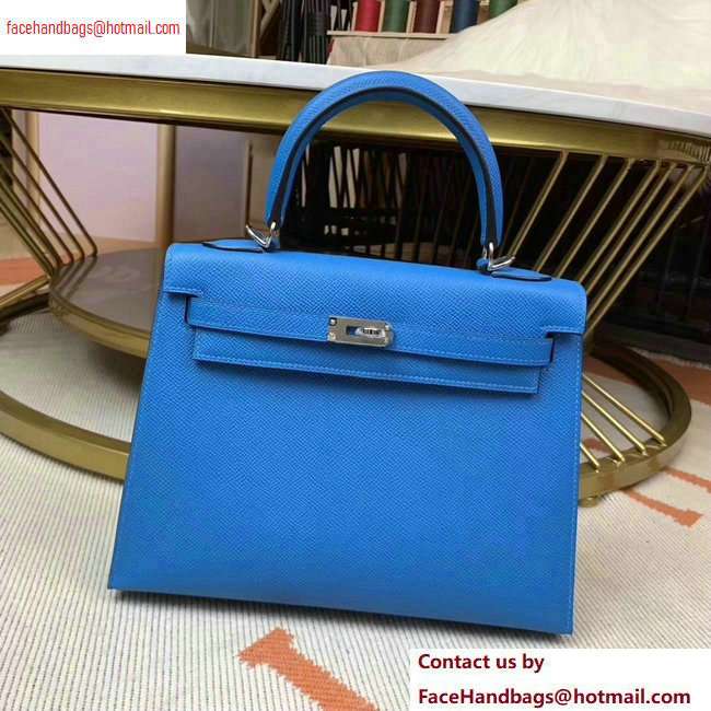 Hermes Kelly 25cm Bag in Original Epsom Leather Light Blue