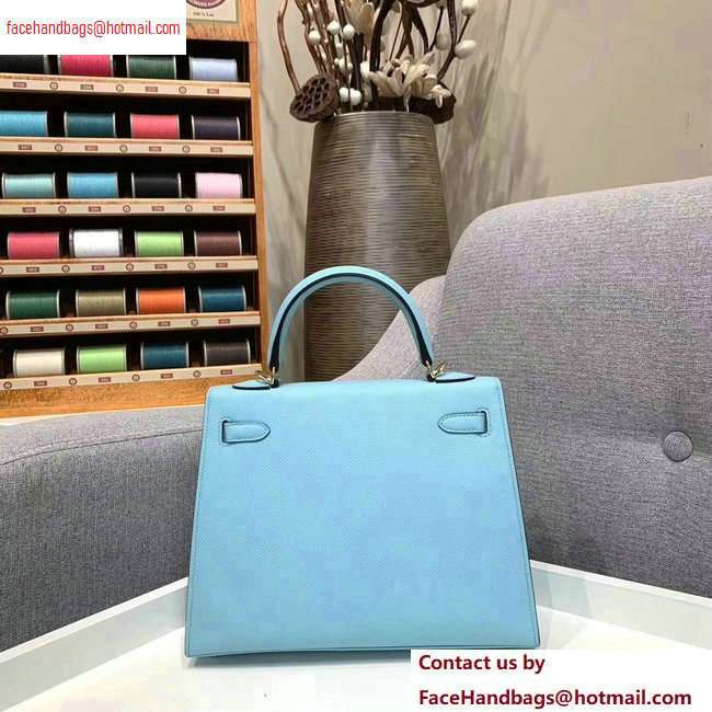 Hermes Kelly 25cm Bag in Original Epsom Leather Macaron Blue