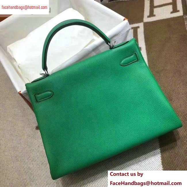 Hermes Kelly 28cm/32cm Bag In Original togo Leather With Gold/Silver Hardware bamboo green